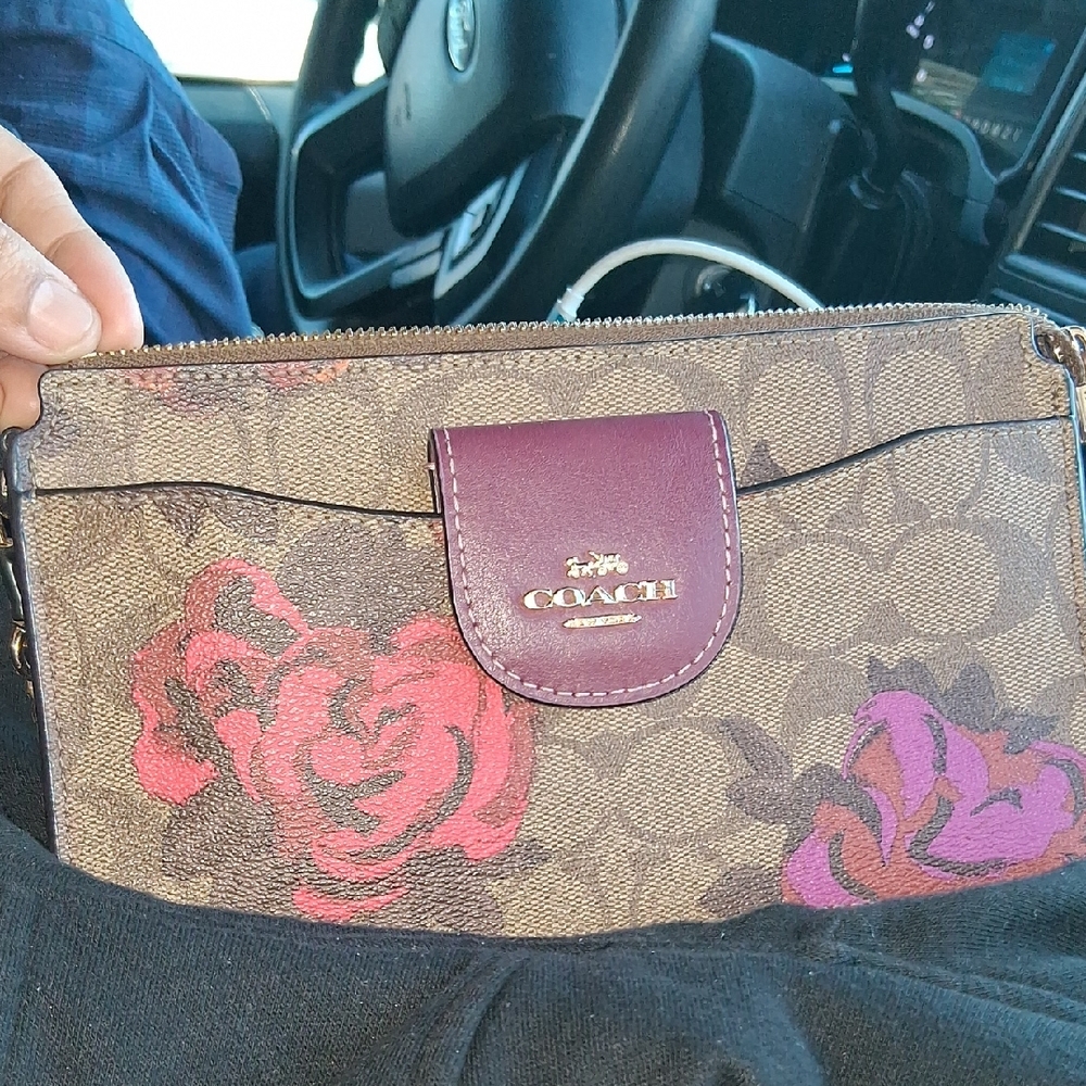 Coach Floral Brown and Pink Small Crossbody